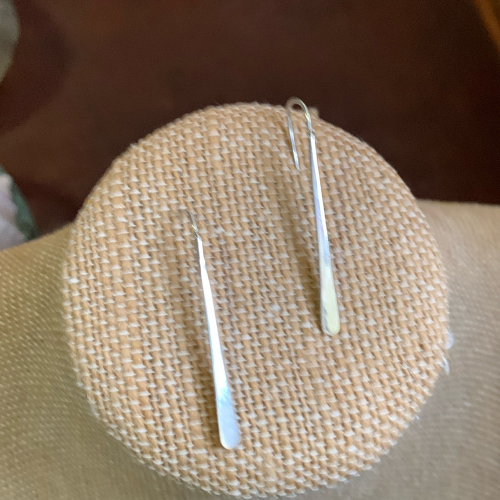 Pair of Sterling Silver Bar Drop Earrings